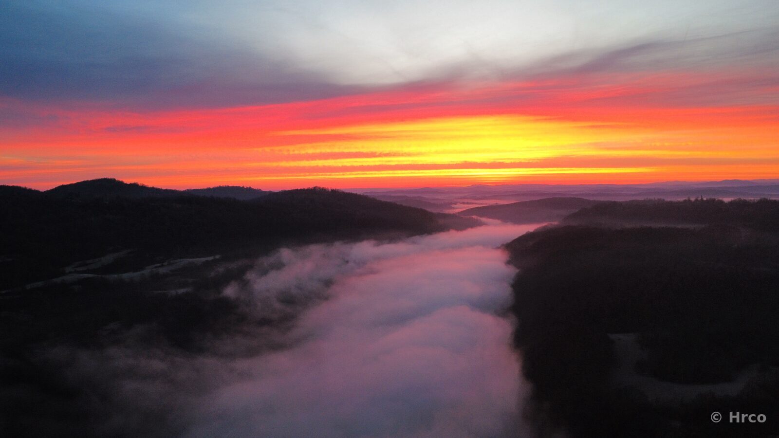 Fiery sunrise colors