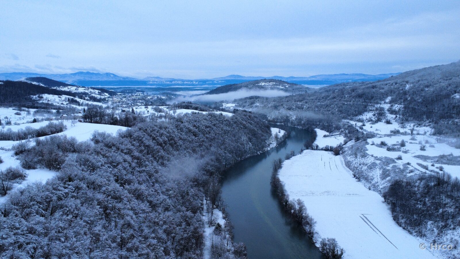 Winter river valley