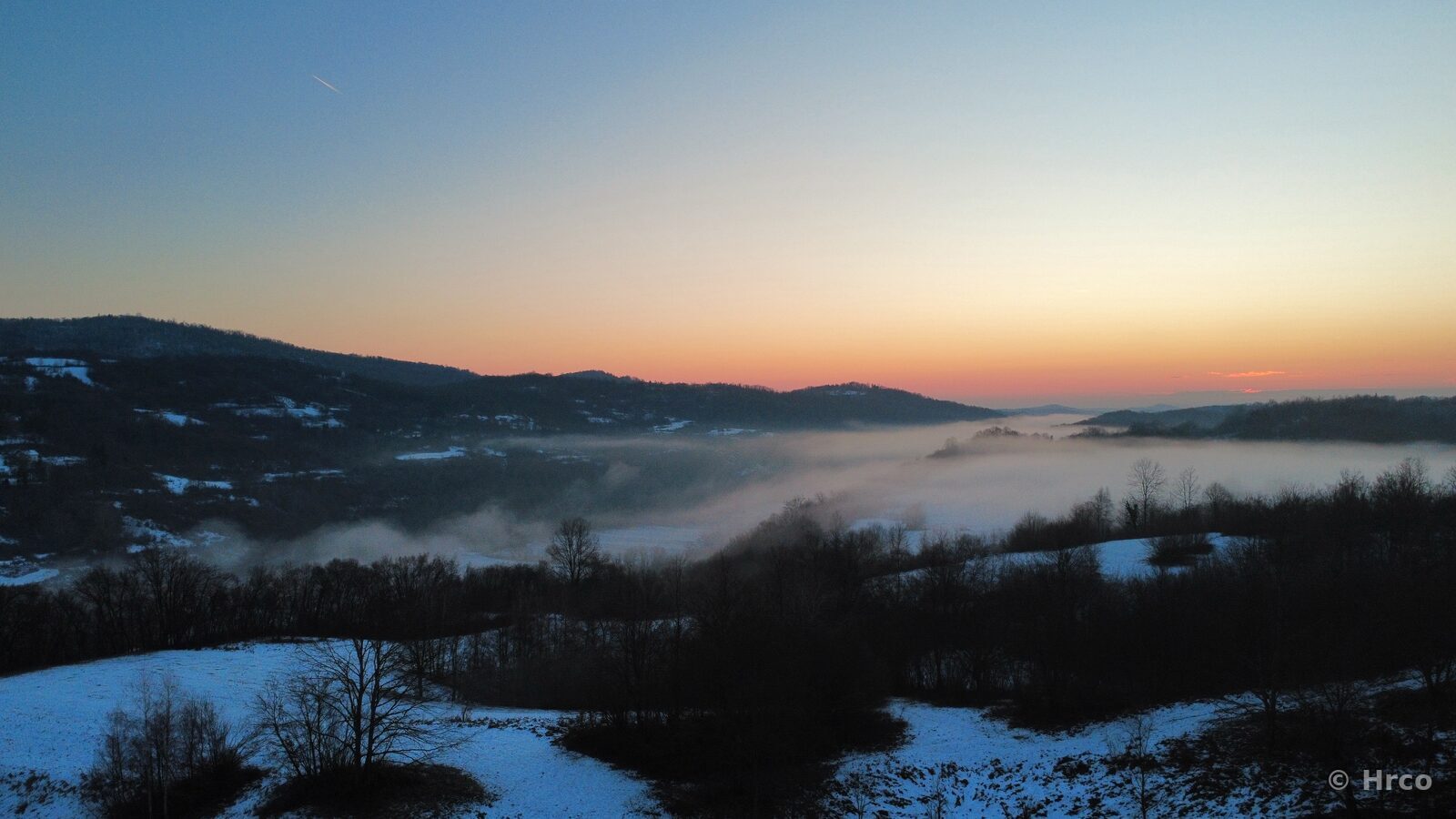 Winter dusk with fog