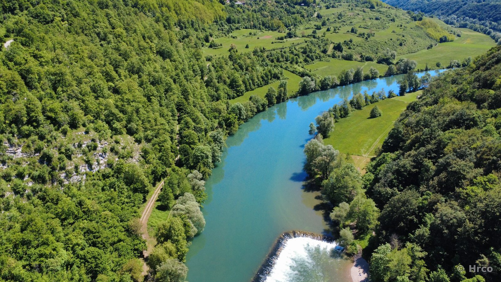 River with waterfall weir