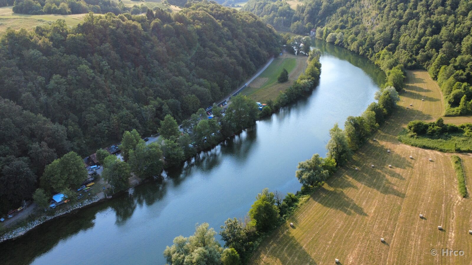 Camping tents along river