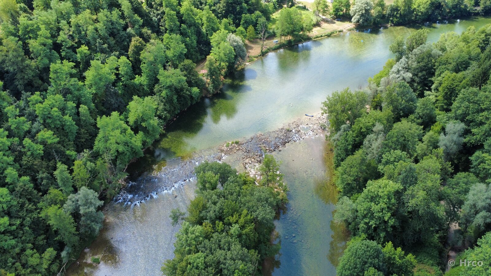 River confluence with gravel