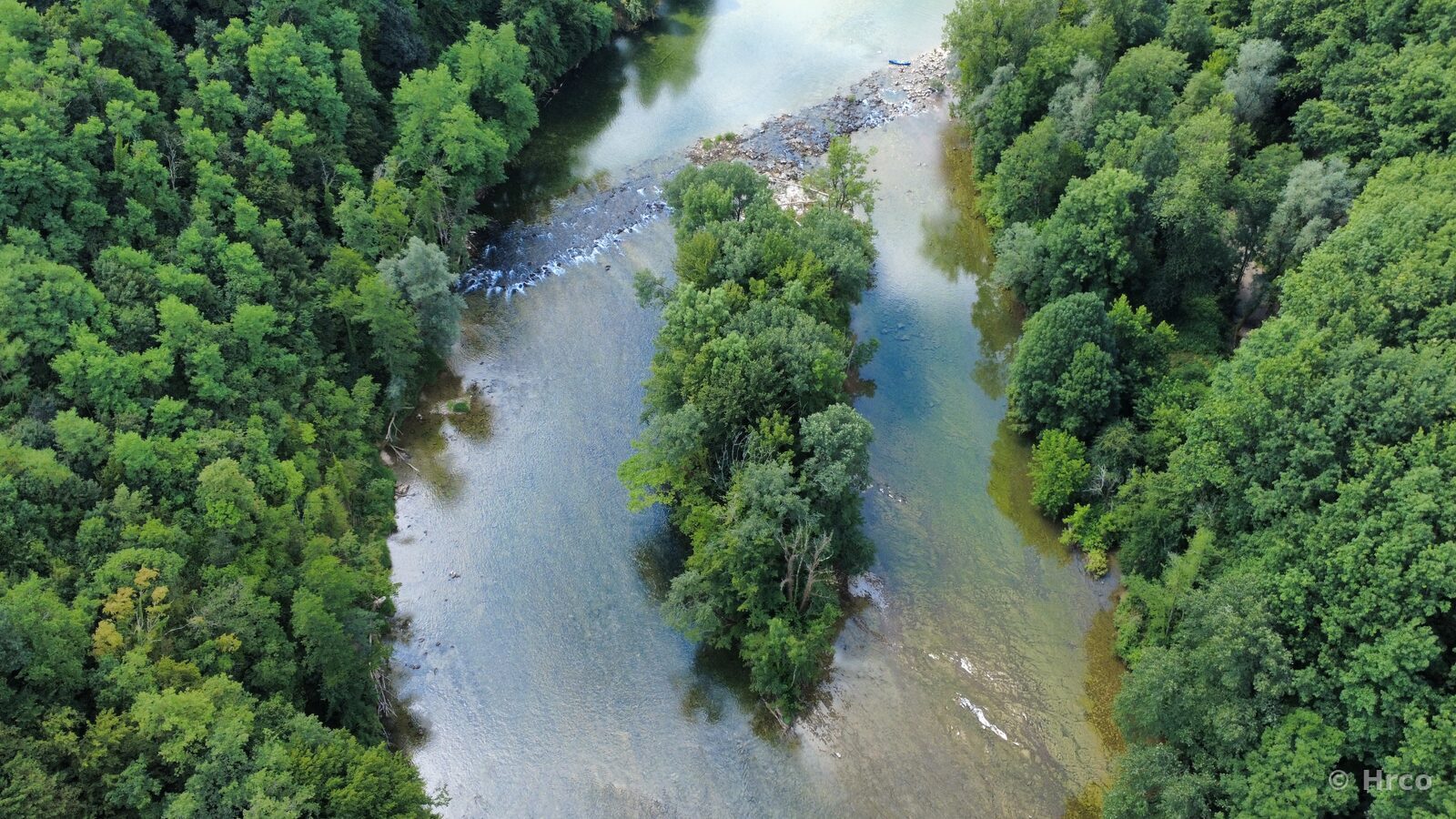 River split aerial view